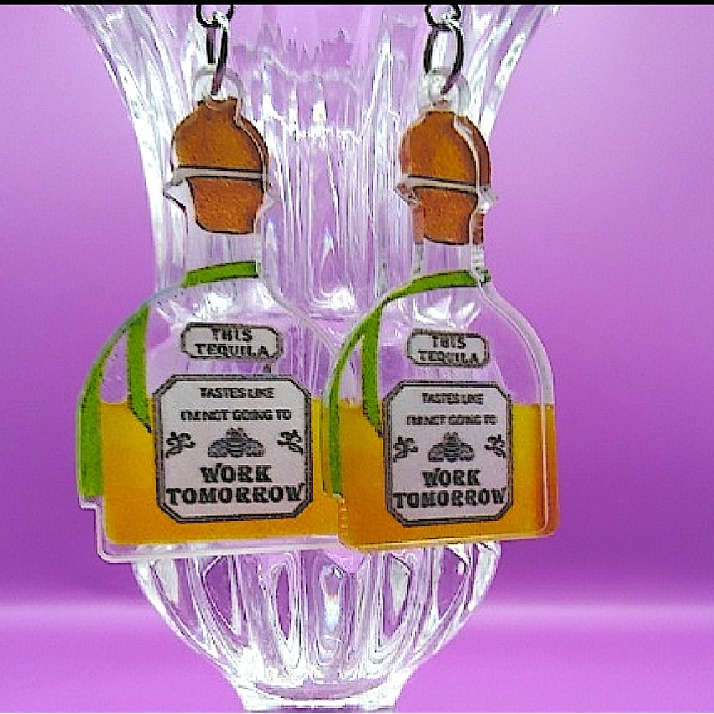 New!!!Unique Tequila bottle Earrings Acrylic Earrings NWT
